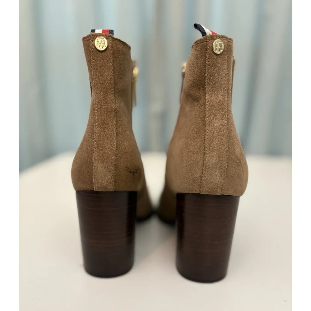 Tommy Hilfiger Ankle Booties Women's Size 10M Brown Suede ‎ Stacked Block heel - Picture 3 of 9